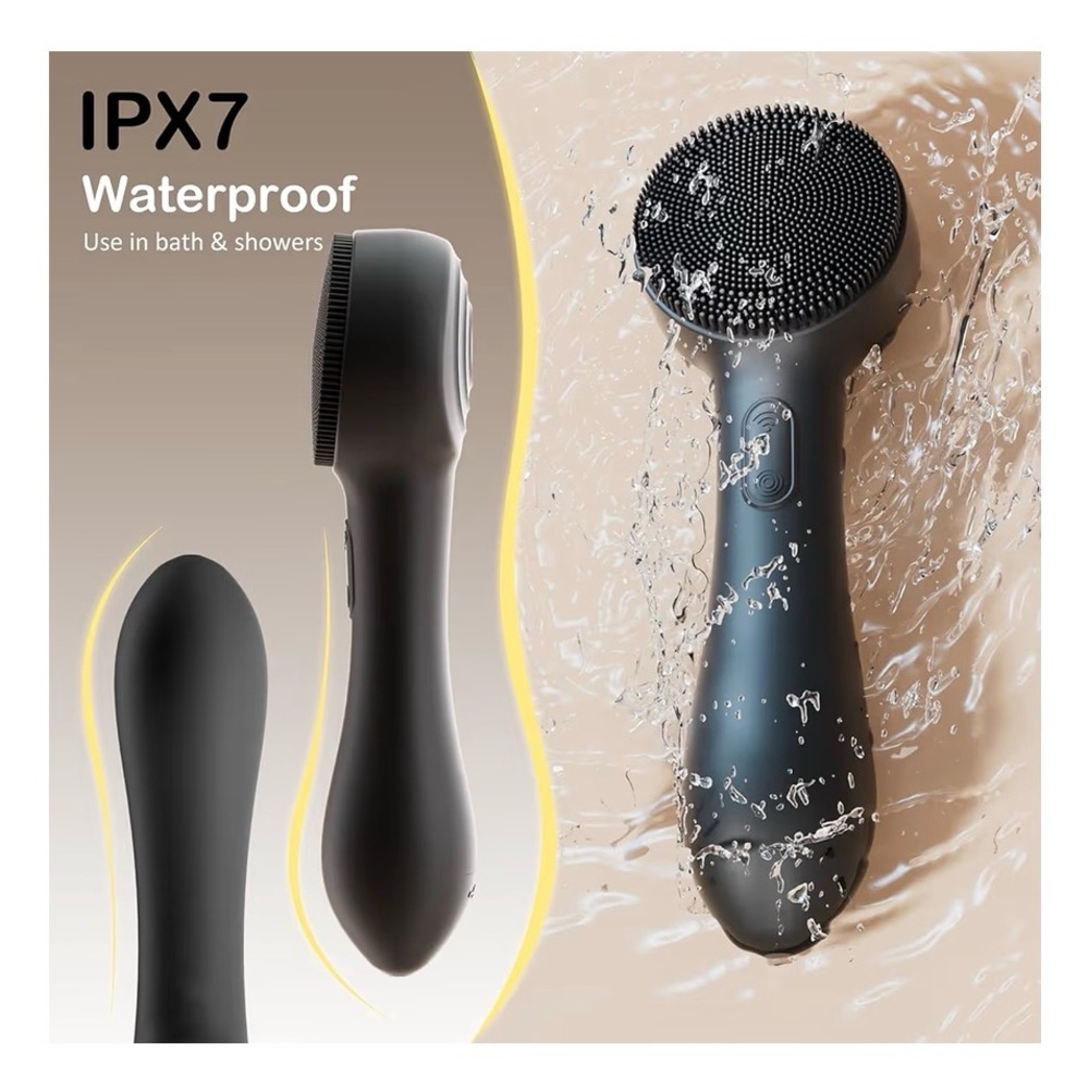 Waterproof Black Silicone Facial Cleansing Brush for Men